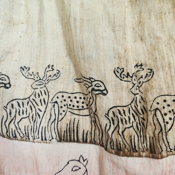 Handmade Multi-color Maxi Skirt Tan Pink Blue Size Large Camels Gazelles Zoo - Picture 12 of 16